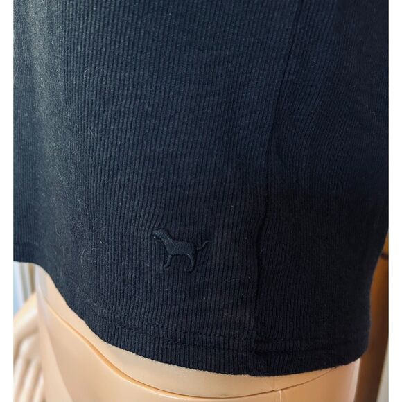 PINK Victoria's Secret Black Ribbed Cropped T-shirt size XS E99 - Picture 6 of 8